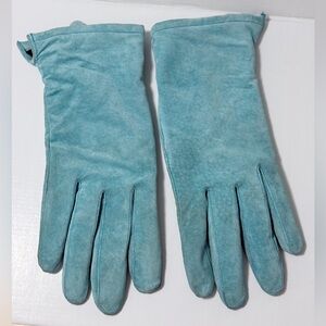 Suede Gloves Bright Aqua Teal SM